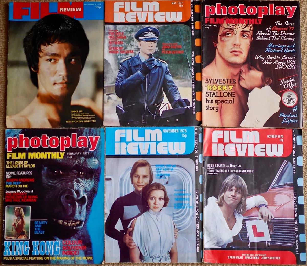 Covers of old Photoplay and Film review vintage magazines